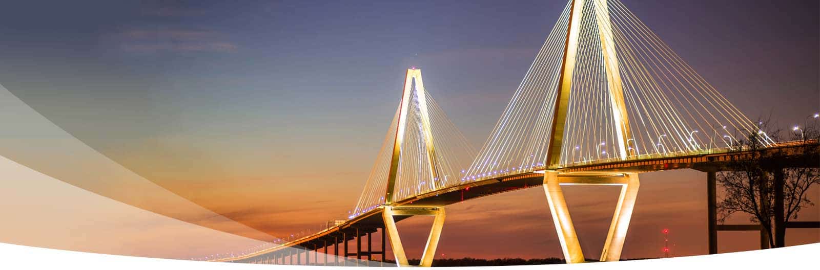 Graphic showing the Arthur Ravenel Jr. bridge near Charleston and Mount Pleasant.